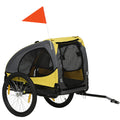 Aosom Dog Bike Trailer, Pet Bike Wagon With Steel Frame, Hitch Coupler, Quick Release Wheels, Reflectors, Flag, Pet Travel Carrier For Medium Dogs, Yellow Yellow Steel