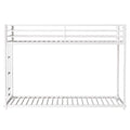 Adam Twin Over Twin Metal Bunk, White Twin Box Spring Not Required White Metal Bedroom Bed Frame Metal Metal