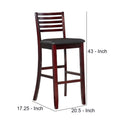 Barstool Withseat And Ladder Back, Espresso Brown Brown Wood Fabric