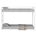 Adam Twin Over Twin Metal Bunk, White Twin Box Spring Not Required White Metal Bedroom Bed Frame Metal Metal