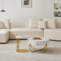 Morden Marble Nesting Table, Round Coffee Table Set Of 2 End Table For Living Room,Stacking Side Tables, For Living Room Bedroom, Accent Tea Table With Metal Frame, Sturdy And Easy Assembly Gold Gold Metal Stone