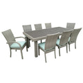 Balcones 9 Piece Outdoor Dining Table Set With 8 Dining Chairs, Gray Aqua Gray Aluminium Wicker