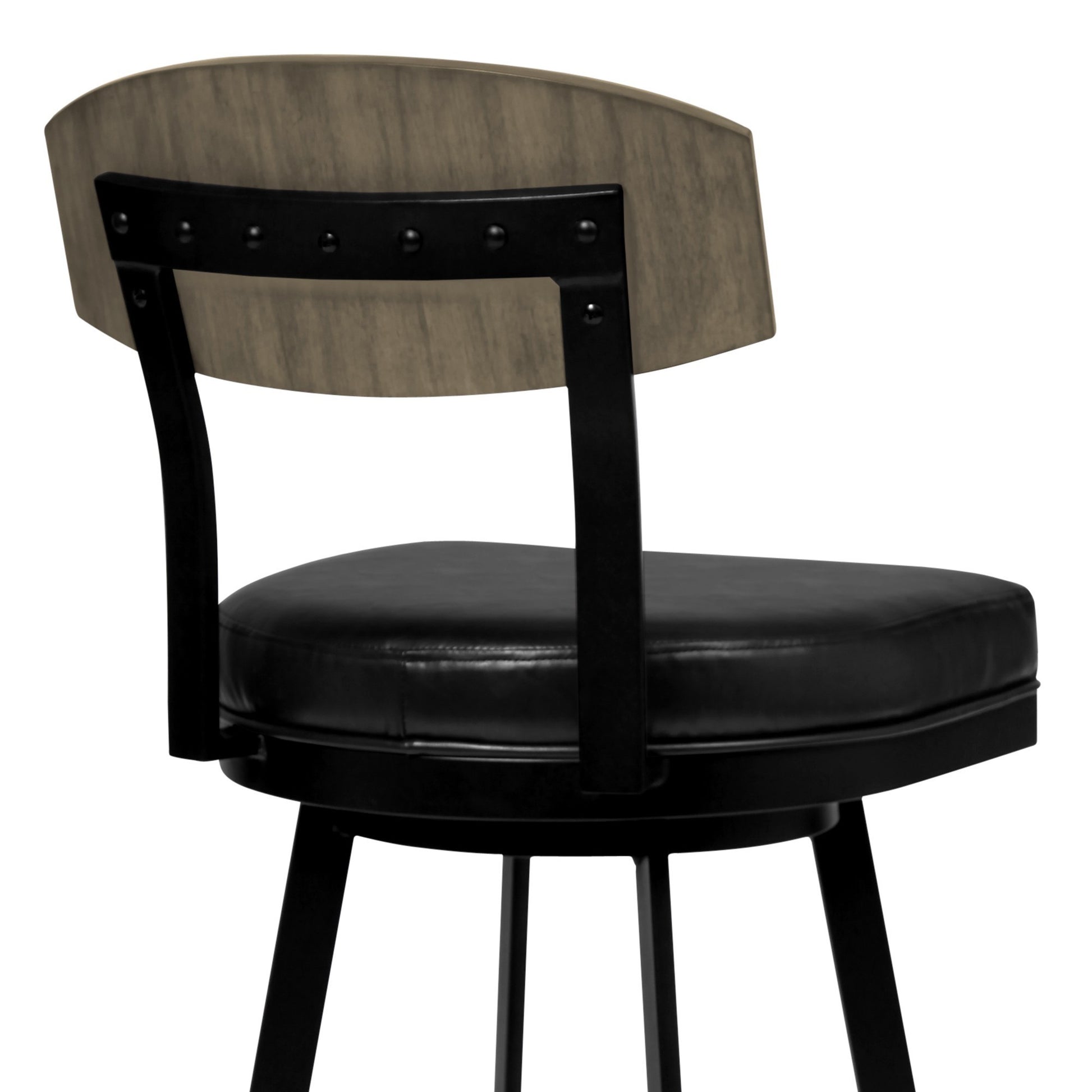 26 Inch Metal Andswivel Barstool, Black Black Leather