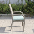 Balcones Outdoor Wicker Dining Chairs With Cushions, Set Of 8, Gray Aqua Gray Aluminium Wicker