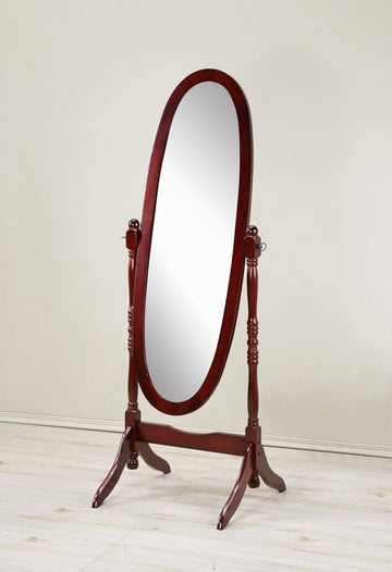 Traditional Queen Anna Style Wood Floor Cheval Mirror, Cherry Finish Cherry Wood