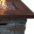 Gas Fire Pit With Lava Rocks And Control Panel, Brown Brown Ceramic