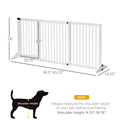 Pawhut Adjustable Wooden Pet Gate, Freestanding Dog Fence For Doorway, Hall, 3 Panels W Safety Barrier, Lockable Door, White, 44.5