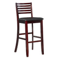 Barstool Withseat And Ladder Back, Espresso Brown Brown Wood Fabric