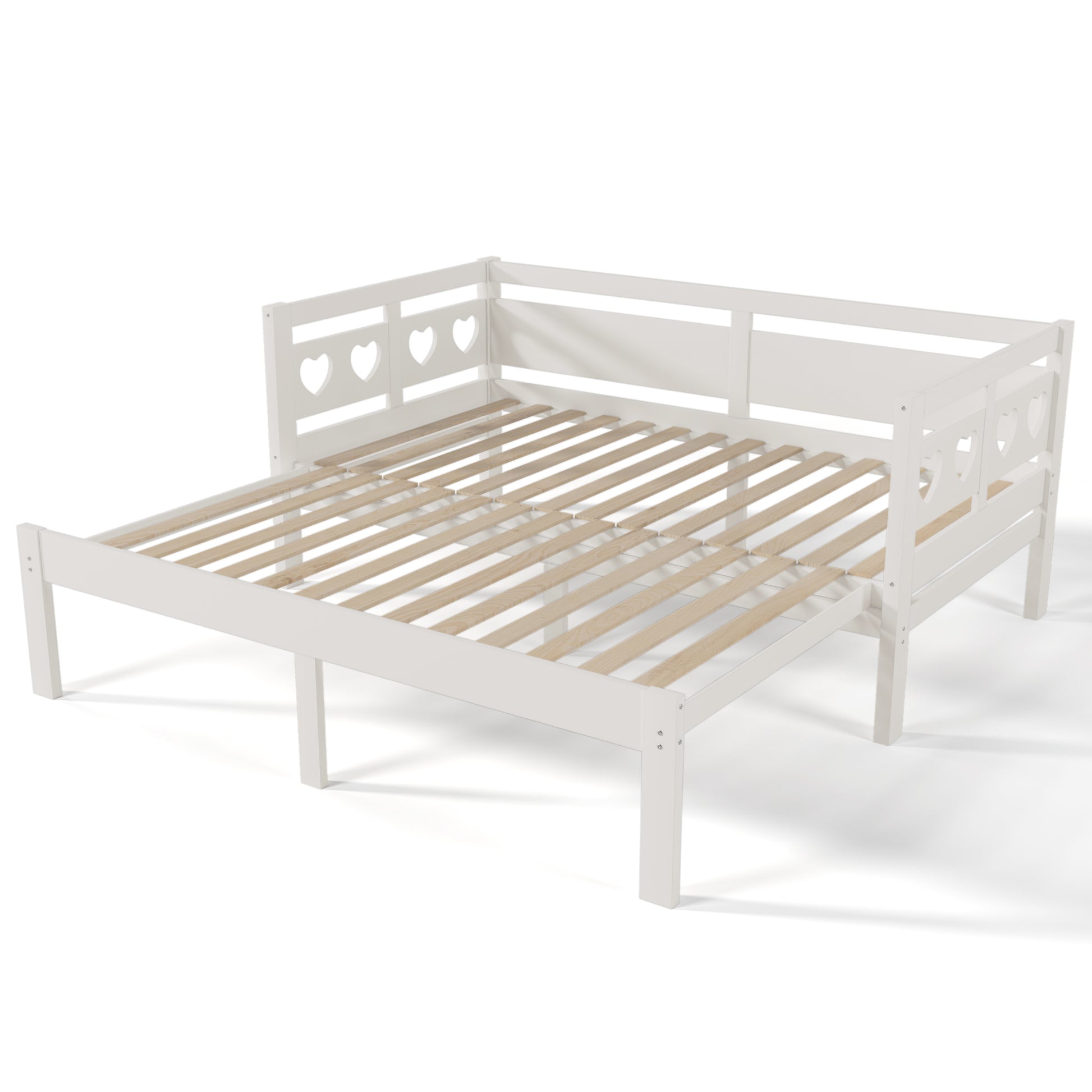 Twin Extending Daybed With Trundle, Wooden Daybed, White Twin White Solid Wood Mdf