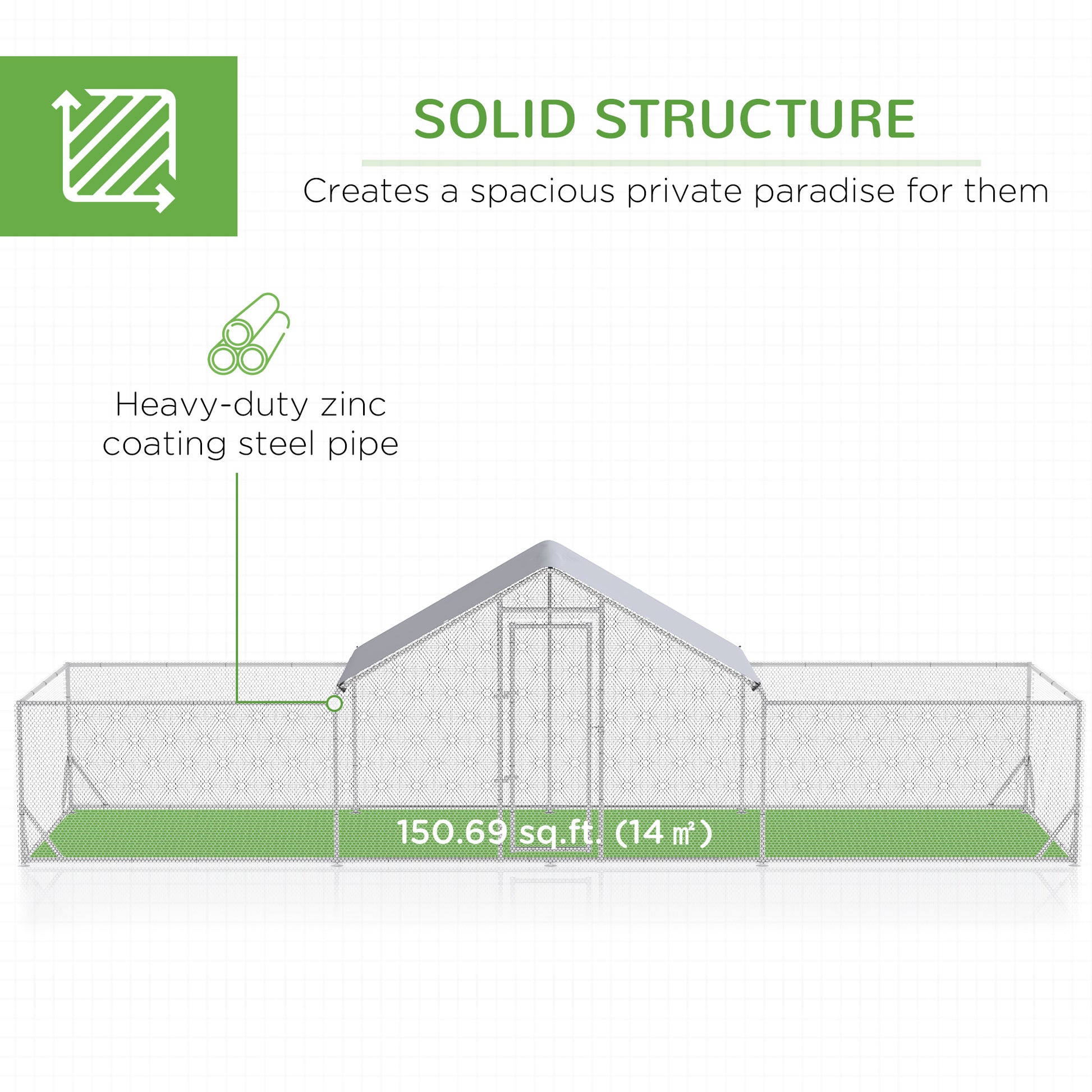 Pawhut Large Metal Chicken Coop Chicken Run For Chicken, Ducks And Rabbits With Waterproof And Anti Uv Cover, Walk In Poultry Cage Hen House For Outdoor And Yard Farm Use, 23' X 6.6' X 6.4' Silver