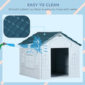 Pawhut Plastic Dog House, Water Resistant Puppy Shelter Indoor Outdoor With Door, Easy To Assemble, For Medium And Small Dogs, Blue Blue Polypropylene