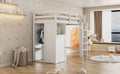 Twin Loft Bed With Wardrobe, Storage Shelves And Ladder, White Twin White Solid Wood Mdf