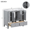36'' Bathroom Vanity With Resin Sink Combo,Solid Wood Frame Bathroom Storage Cabinet, Freestanding Vanity Set With 4 Soft Closing Doors& 2 Drawers Same As Sw000124Aae Grey Bathroom Modern Solid Wood