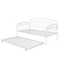 Fox Twin Daybed With Twin Trundle, White Box Spring Not Required Twin White Metal Bedroom Daybeds Metal