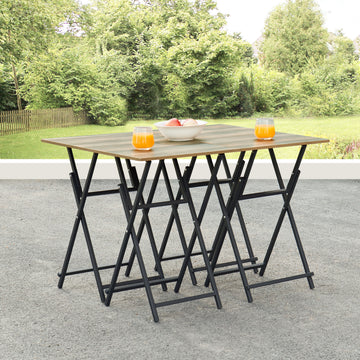 No Assembly Required Tv Trays For Eating Set Of 4 With Stand,Folding Snack Tray Table Set,Folding Tv Dining Tables For Small Space Rustic Brown Particle Board