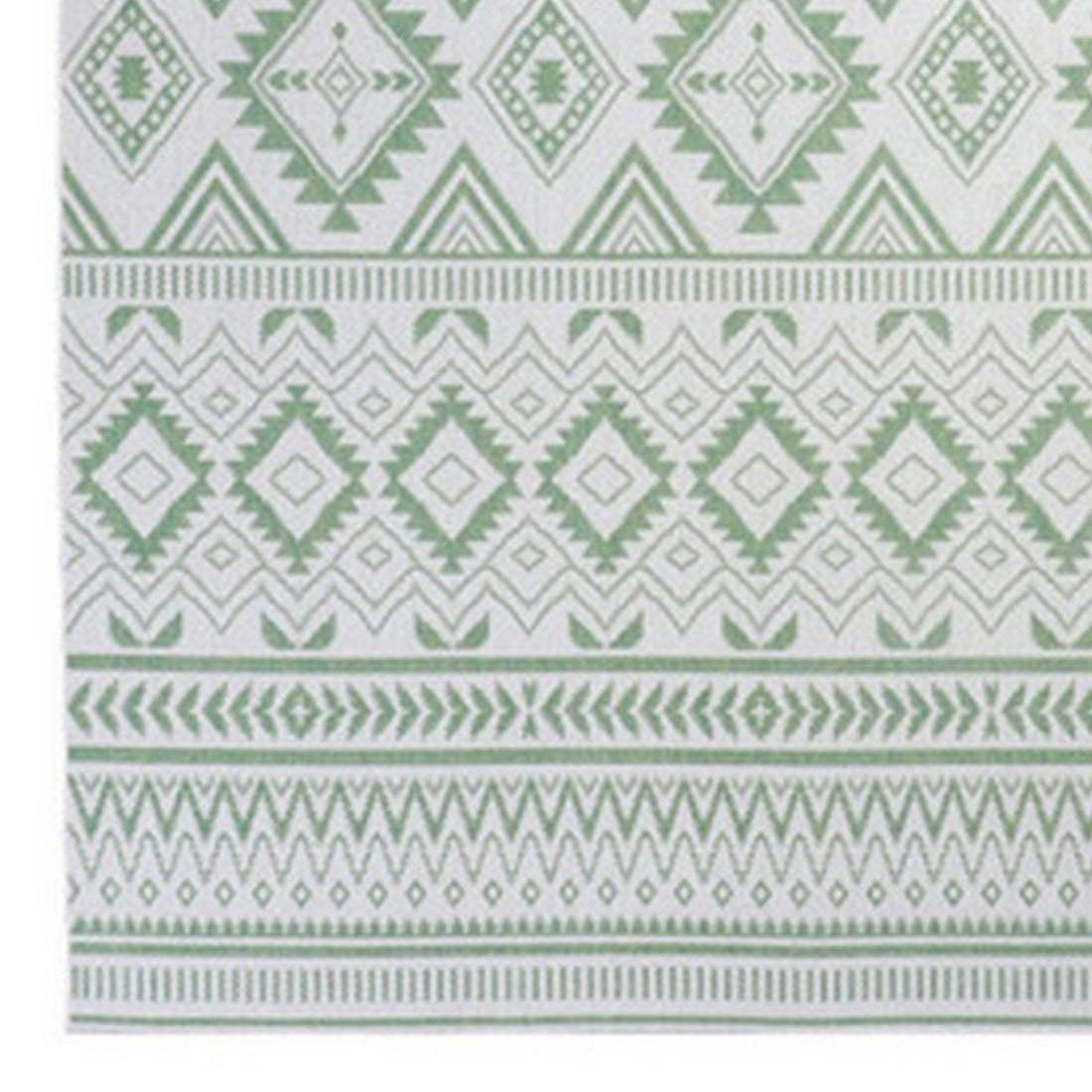 Xyla 8 X 10 Soft Area Rug, Geometric Design, Tribal, Large, Cream, Green Multicolor Fabric