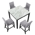 5 Piece Dining Table And Chair Set, Wooden Dining Table And Chair With 4 Chairs For Small Spaces, Modern Square Counter Height Dining Table, Compact Mid Century Modern Home Table And Chair Set, Uphols Black Gray Solid Wood Mdf
