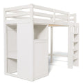 Twin Loft Bed With Wardrobe, Storage Shelves And Ladder, White Twin White Solid Wood Mdf