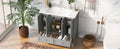 36'' Bathroom Vanity With Resin Sink Combo,Solid Wood Frame Bathroom Storage Cabinet, Freestanding Vanity Set With 4 Soft Closing Doors& 2 Drawers 2 Grey 4 5 Adjustable Shelves Bathroom Freestanding Solid Wood Mdf Resin Painted