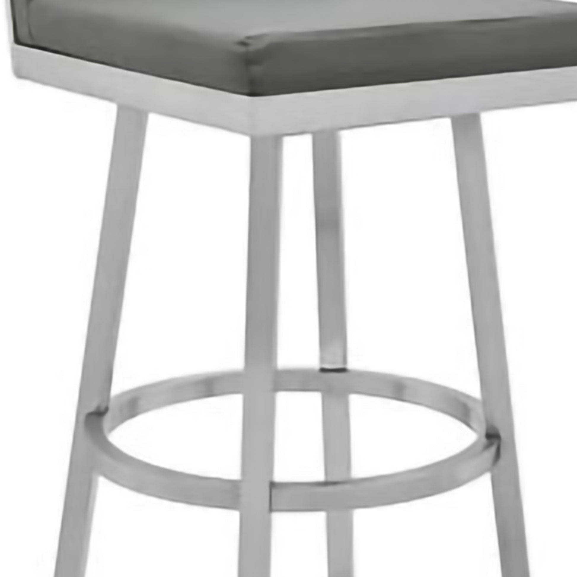 30 Inch Swivel Barstool With Metal Frame And Hexagonal Back, Gray Gray Faux Leather