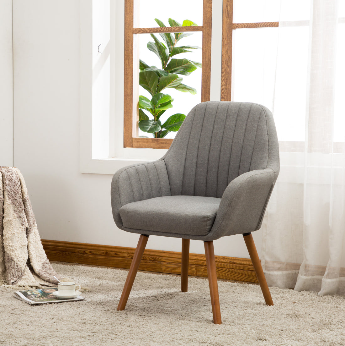Tuchico Contemporary Fabric Accent Chair, Gray Gray Polyester