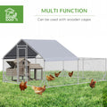 Pawhut Large Chicken Coop Metal Chicken Run For Chickens With Waterproof And Anti Uv Cover, Spire Shaped Walk In Fence Cage Hen House For Outdoor And Yard Farm Use, 1