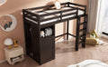 Twin Loft Bed With Wardrobe, Storage Shelves And Ladder, Espresso Twin Espresso Solid Wood Mdf