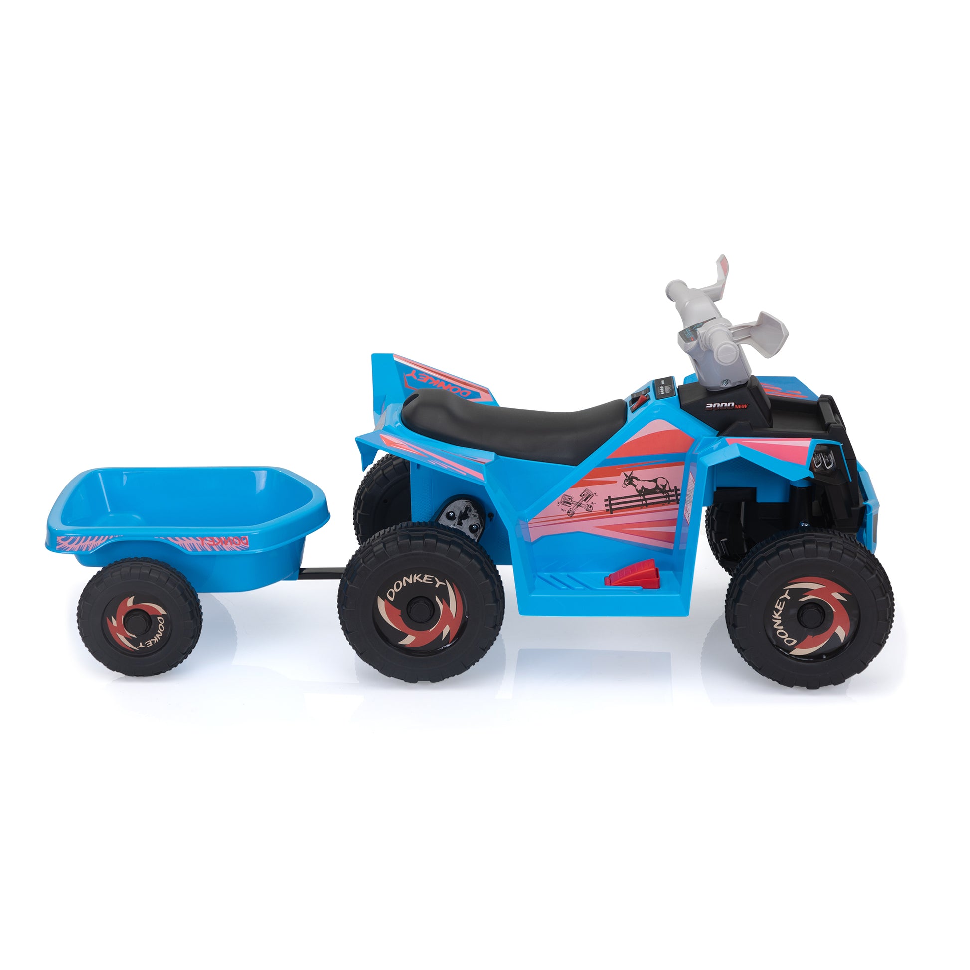 6V Kids Electric Atv, Toddler Ride On Car With Trailer, Music, Bluetooth And Power Display For Boys And Girls, Blue Blue Polypropylene