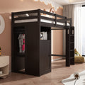 Twin Loft Bed With Wardrobe, Storage Shelves And Ladder, Espresso Twin Espresso Solid Wood Mdf