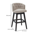 26 Inch Button Tufted Fabric Swivel Counter Stool, Angled Wood Legs, Beige Beige Wood Metal