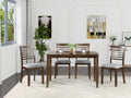5 Piece Modern Dining Set, Rectangular Wooden Dining Table With 4 Upholstered Chairs For Kitchen, Dining Room, Walnut Wood Walnut Seats 4 Wood Dining Room Acacia 4 Leg Rectangular Dining Table With Chair Acacia Wood