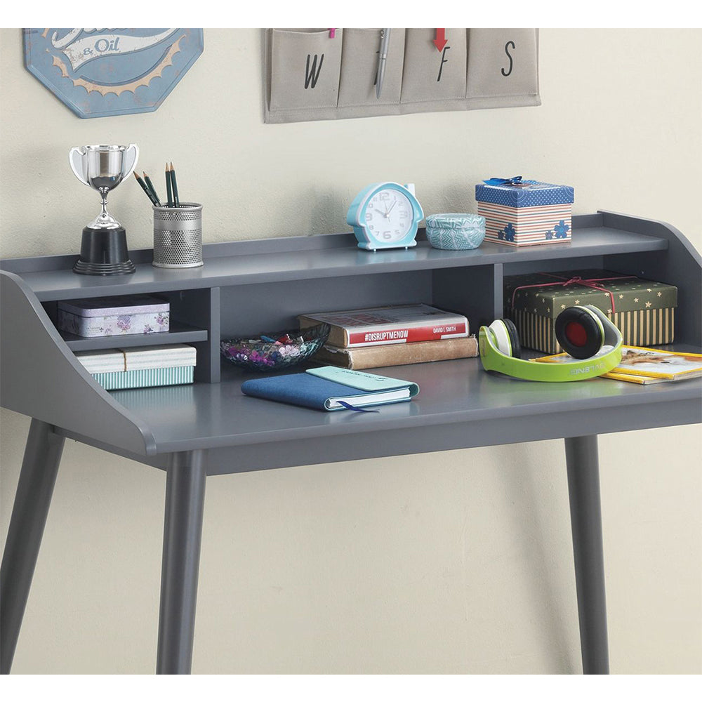 4 Compartment Writing Desk In Grey Grey Writting Desk Rectangular Mdf