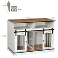 Pawhut Dog Crate Furniture For Large Dogs Or Double Dog Kennel For Small Dogs With Shelves, Sliding Doors, 47