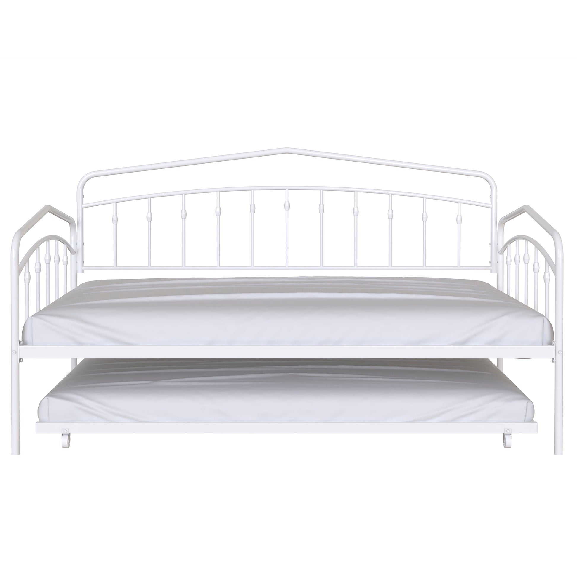 Fox Twin Daybed With Twin Trundle, White Box Spring Not Required Twin White Metal Bedroom Daybeds Metal