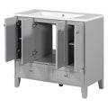 36'' Bathroom Vanity With Resin Sink Combo,Solid Wood Frame Bathroom Storage Cabinet, Freestanding Vanity Set With 4 Soft Closing Doors& 2 Drawers Same As Sw000124Aae Grey Bathroom Modern Solid Wood