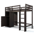 Twin Loft Bed With Wardrobe, Storage Shelves And Ladder, Espresso Twin Espresso Solid Wood Mdf