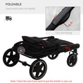 Pawhut 1 Click Foldable Doggy Stroller For Medium Large Dogs, Pet Stroller With Storage, Smooth Ride With Shock Absorption, Mesh Window, Safety Leash, Big Dog Walking Stroller, Black Black Steel