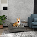 Pawhut Pet Sofa, Dog Couch, Elevated Pet Bed For Small And Medium Dogs, With Hidden Storage, Soft Tufted Cushion, Gray Gray Wood