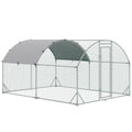 Pawhut Large Chicken Coop Metal Chicken Run With Waterproof And Anti Uv Cover, Dome Shaped Walk In Fence Cage Hen House For Outdoor And Yard Farm Use, 1