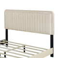 Queen Size Upholstered Bed With Adjustable Height Mattress 10 To 14 Inches Led Design With Footboard Drawers Storage No Box Spring Required Beige Box Spring Not Required Queen Beige Wood Espresso Bedroom American