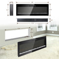 60 Inch Electric Fireplace, Recessed And Wall Mounted Fireplace Powder Coated Electric Antique Black Vent Free Yes Tempered Glass Sheet Metal Plastic Electric