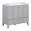 36'' Bathroom Vanity With Resin Sink Combo,Solid Wood Frame Bathroom Storage Cabinet, Freestanding Vanity Set With 4 Soft Closing Doors& 2 Drawers Same As Sw000124Aae Grey Bathroom Modern Solid Wood