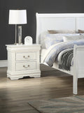 1Pc White Finish Two Drawers Louis Philip Nightstand Solid Wood Contemporary & Simple Style White Solid Wood