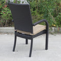 Balcones Outdoor Wicker Dining Chairs With Cushions, Set Of 8, Brown Chocolate Brown Aluminium Wicker