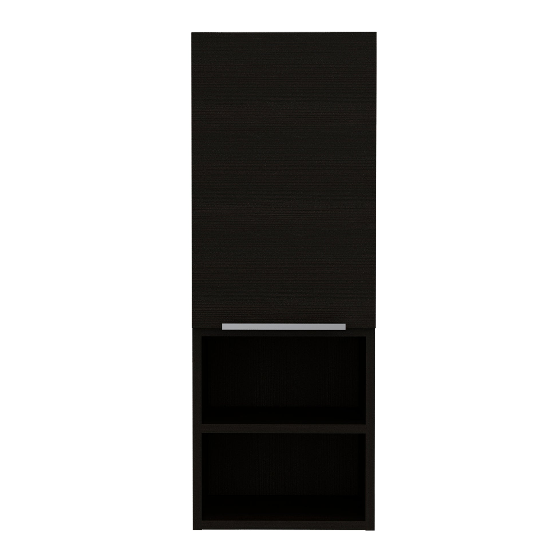 Medicine 32H" Single Door Cabinet, Two External Shelves, Two Interior Shelves, Black Black Particle Board Particle Board