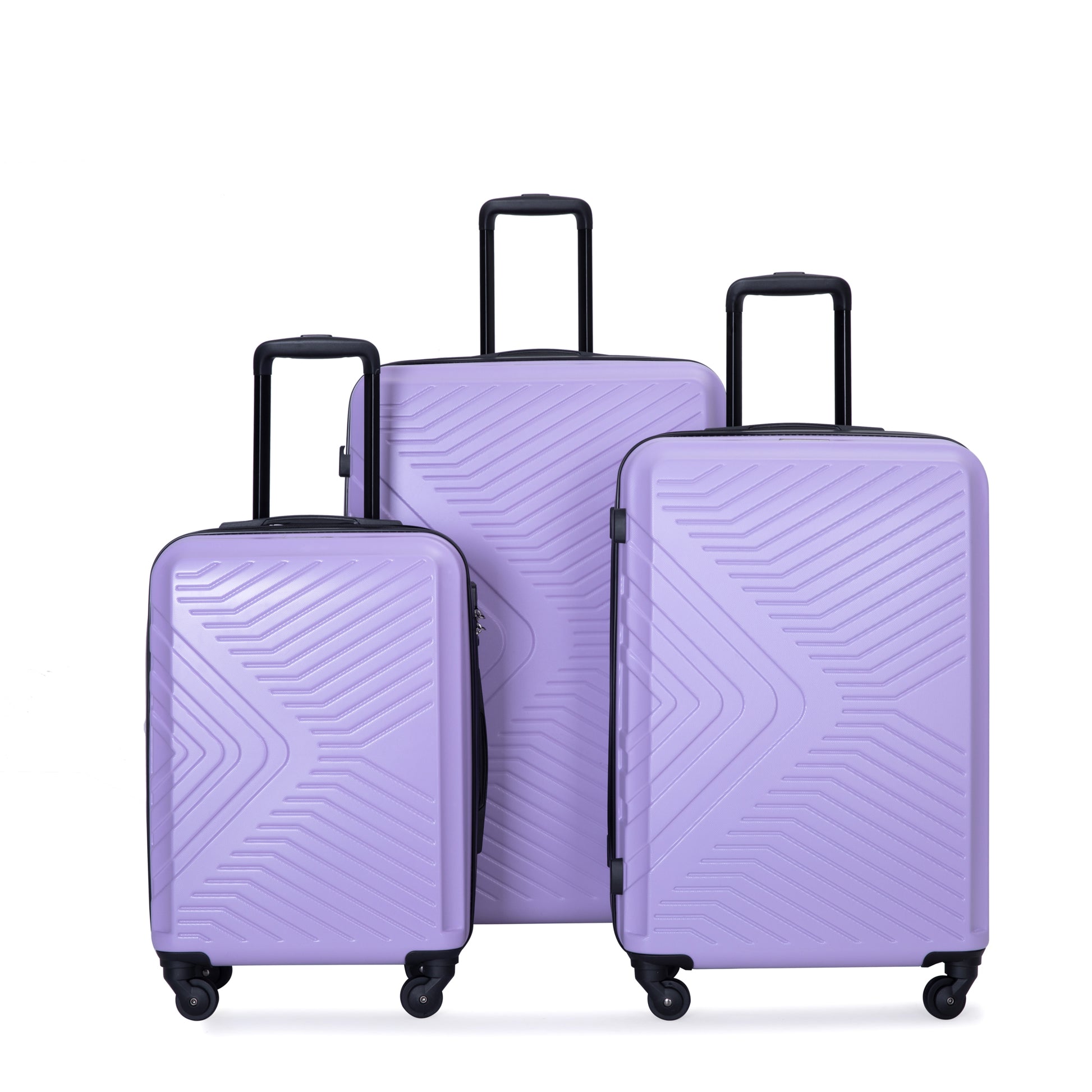 3 Piece Luggage Sets Abs Lightweight Suitcase With Two Hooks, Spinner Wheels, Tsa Lock, 20 24 28 , Light Purple Light Purple Abs