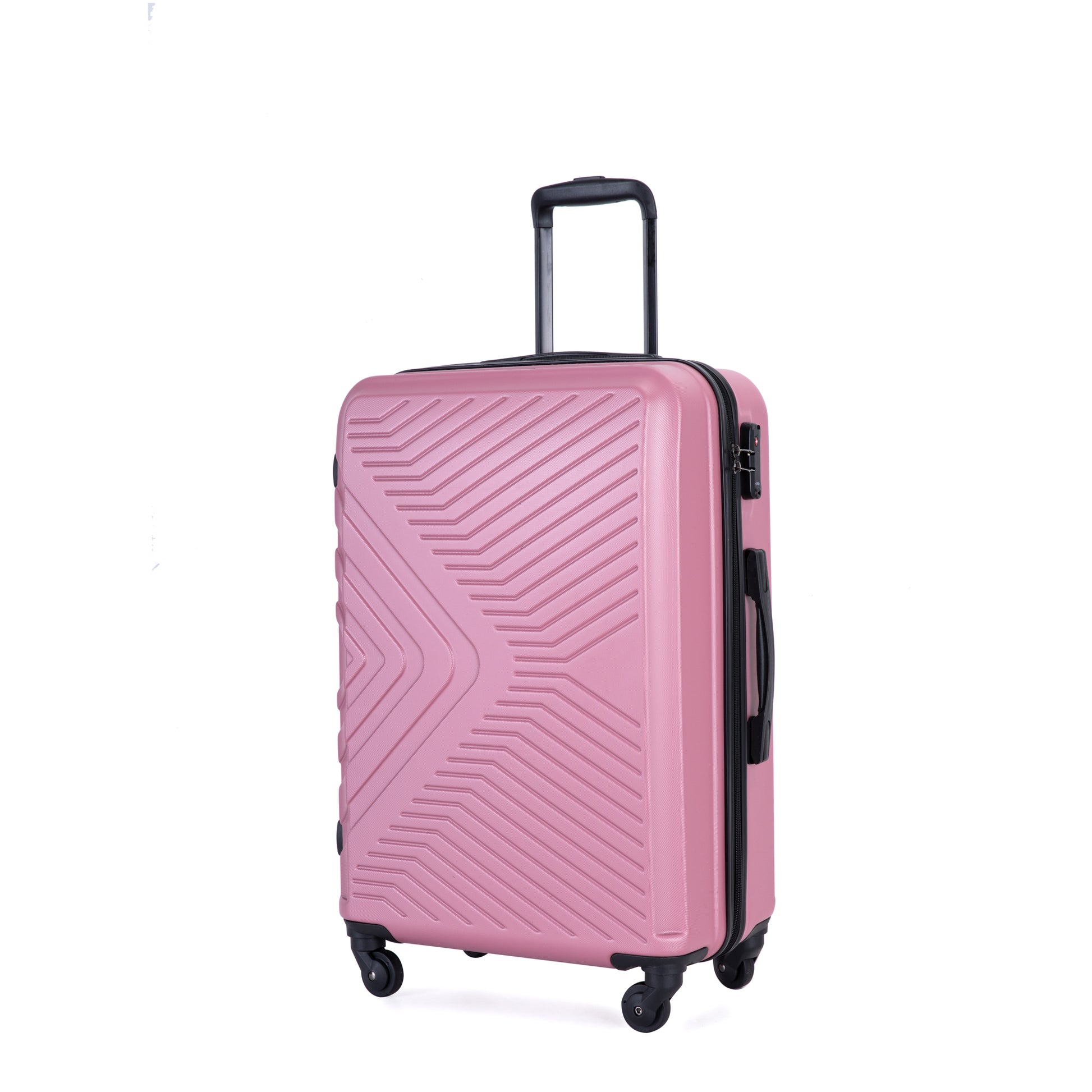 3 Piece Luggage Sets Abs Lightweight Suitcase With Two Hooks, Spinner Wheels, Tsa Lock, 20 24 28 , Pink Pink Abs