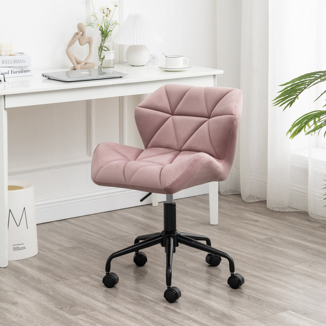 Eldon Diamond Tufted Adjustable Swivel Office Chair, Mauve Mauve Velvet