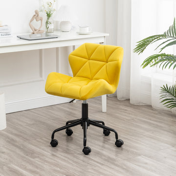 Eldon Diamond Tufted Adjustable Swivel Office Chair, Yellow Yellow Velvet