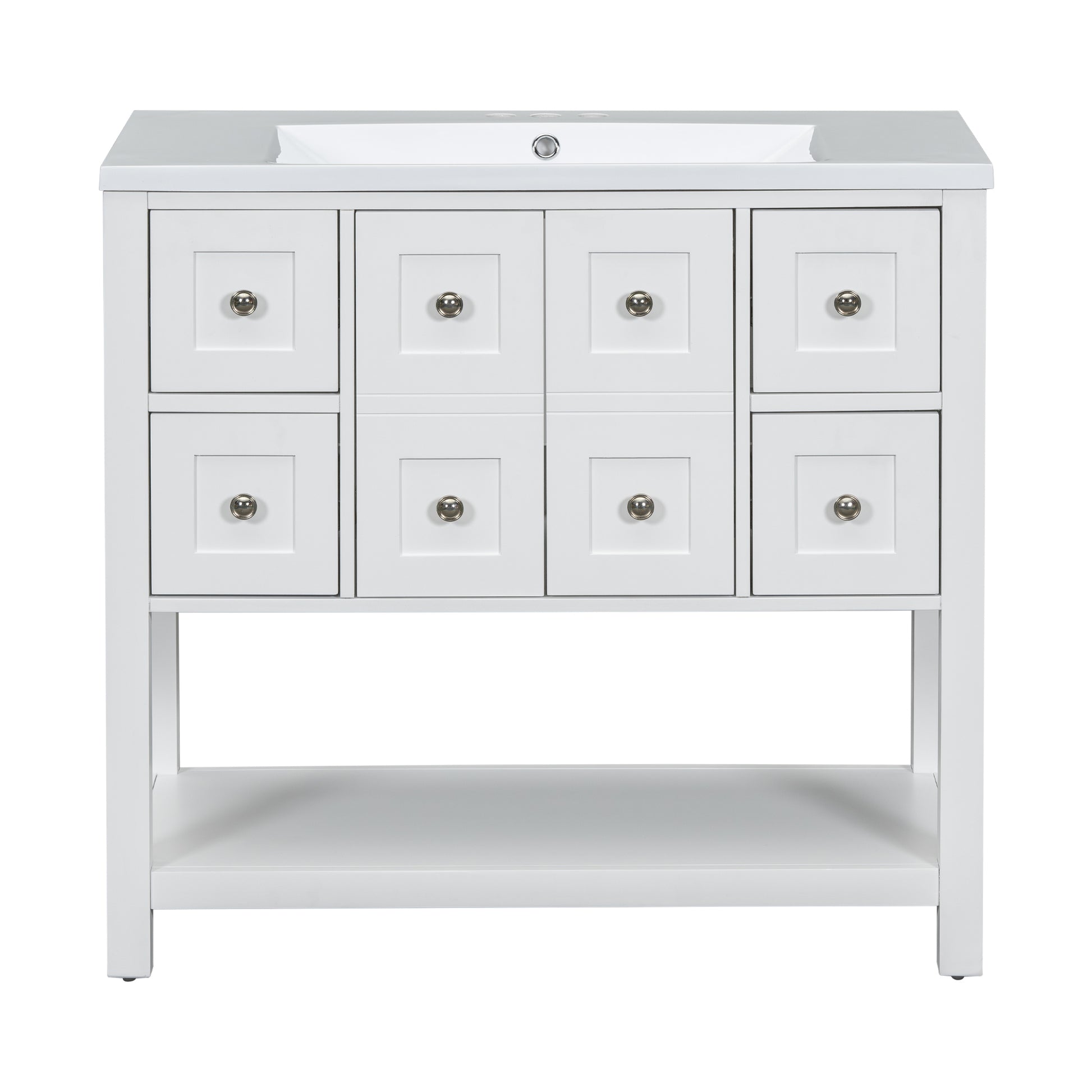 36'' Bathroom Vanity With Undermount Sink,Free Standing Vanity Set With 4 Drawers& Soft Closing Doors,Solid Wood Frame Bathroom Storage Cabinet 4 White 2 2 Adjustable Hinges Bathroom Freestanding Solid Wood Mdf Resin Painted